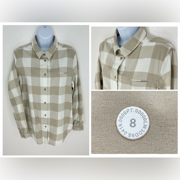 Lululemon Full Day Ahead Plaid Shirt Size 8 Mojave Tan Nimbus Flannel Athleisure - Picture 1 of 12